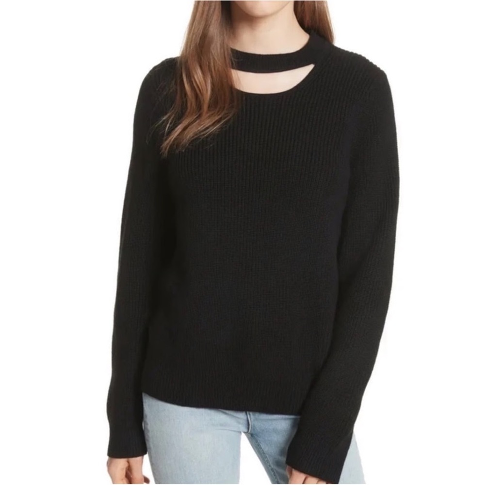Rag & Bone Tori cut out neck chunky sweater Black M
